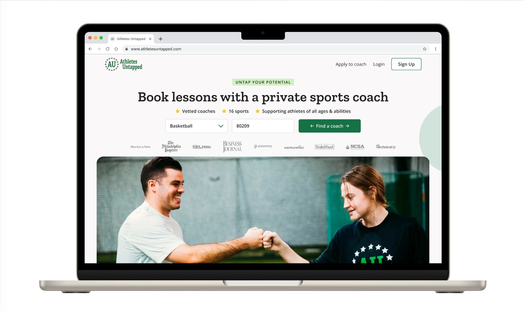 The redesigned Athletes Untapped homepage