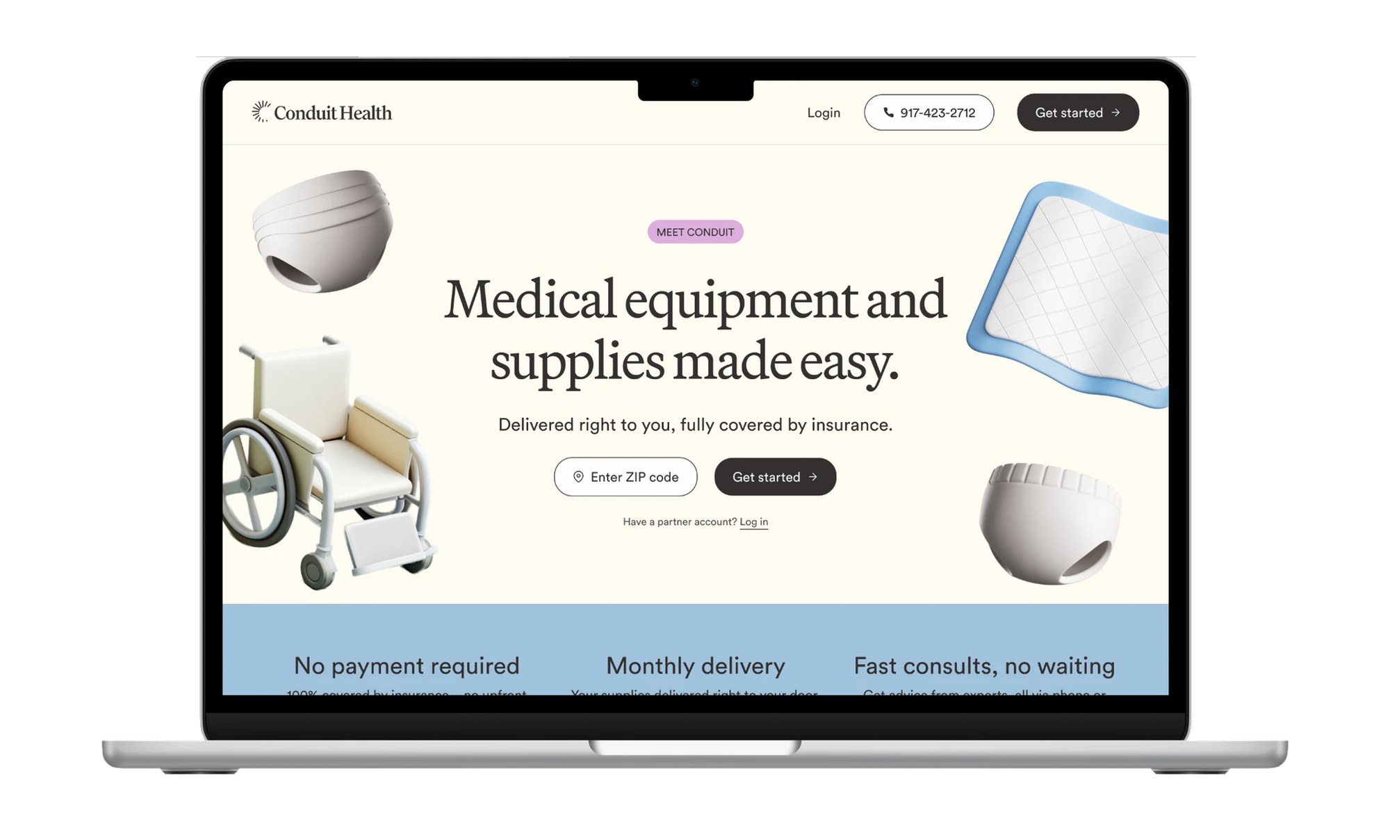 The redesigned Conduit Health website on a laptop