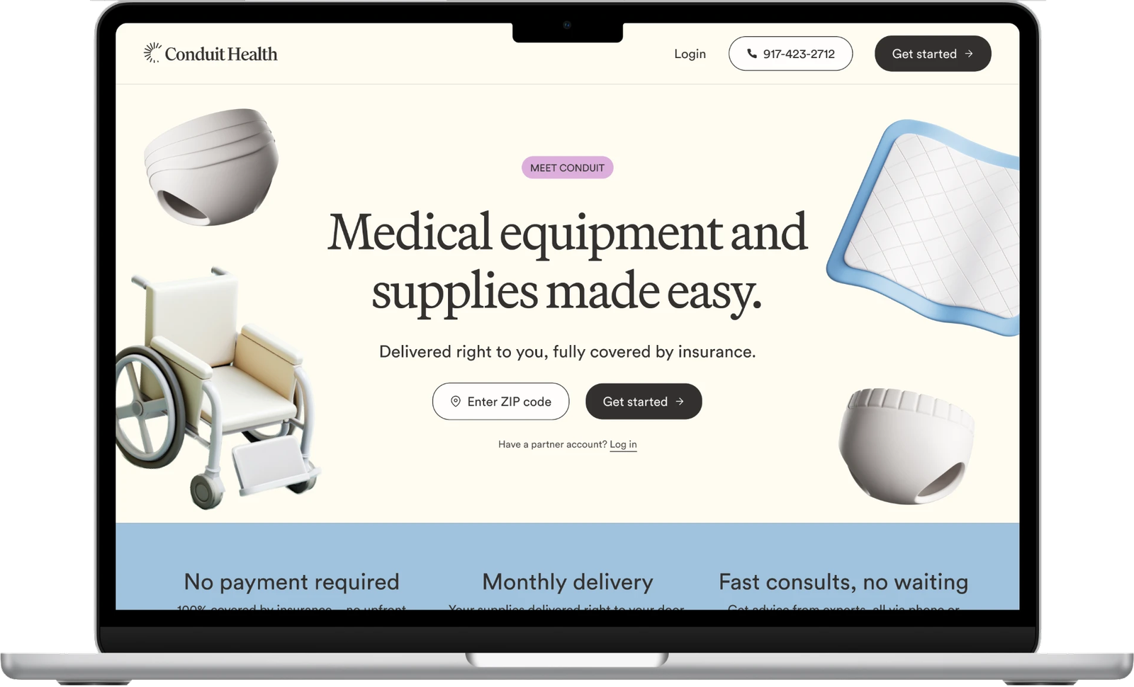 The redesigned Conduit Health website on a laptop