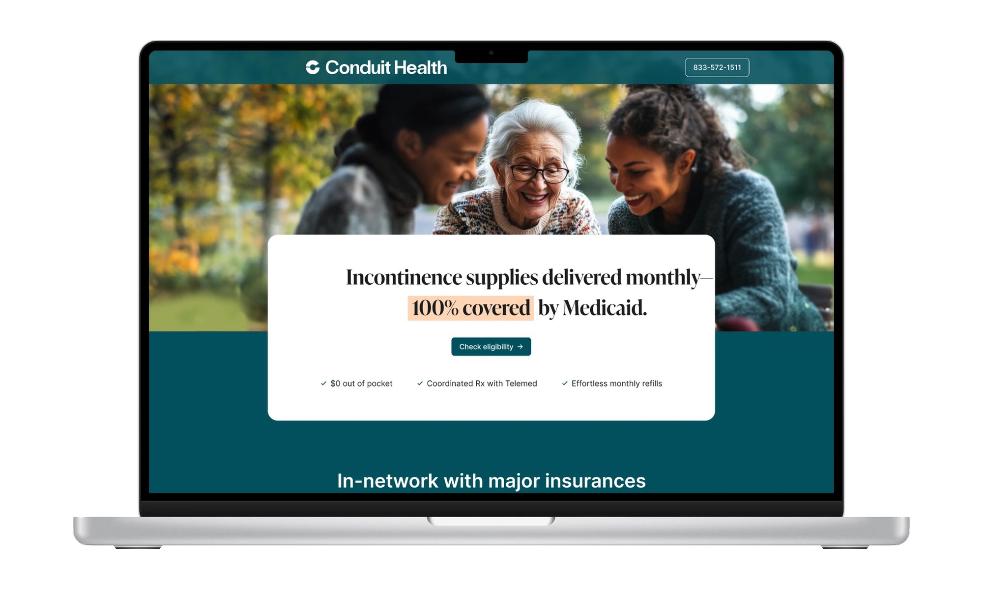 The original Conduit Health website on a laptop