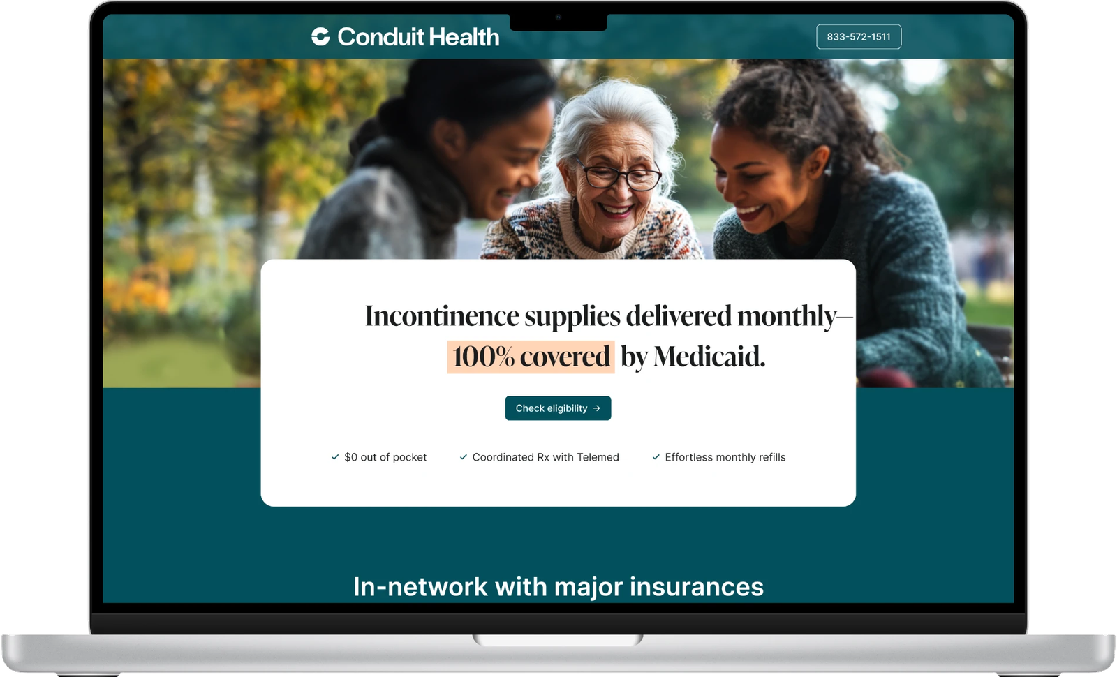 The original Conduit Health website on a laptop