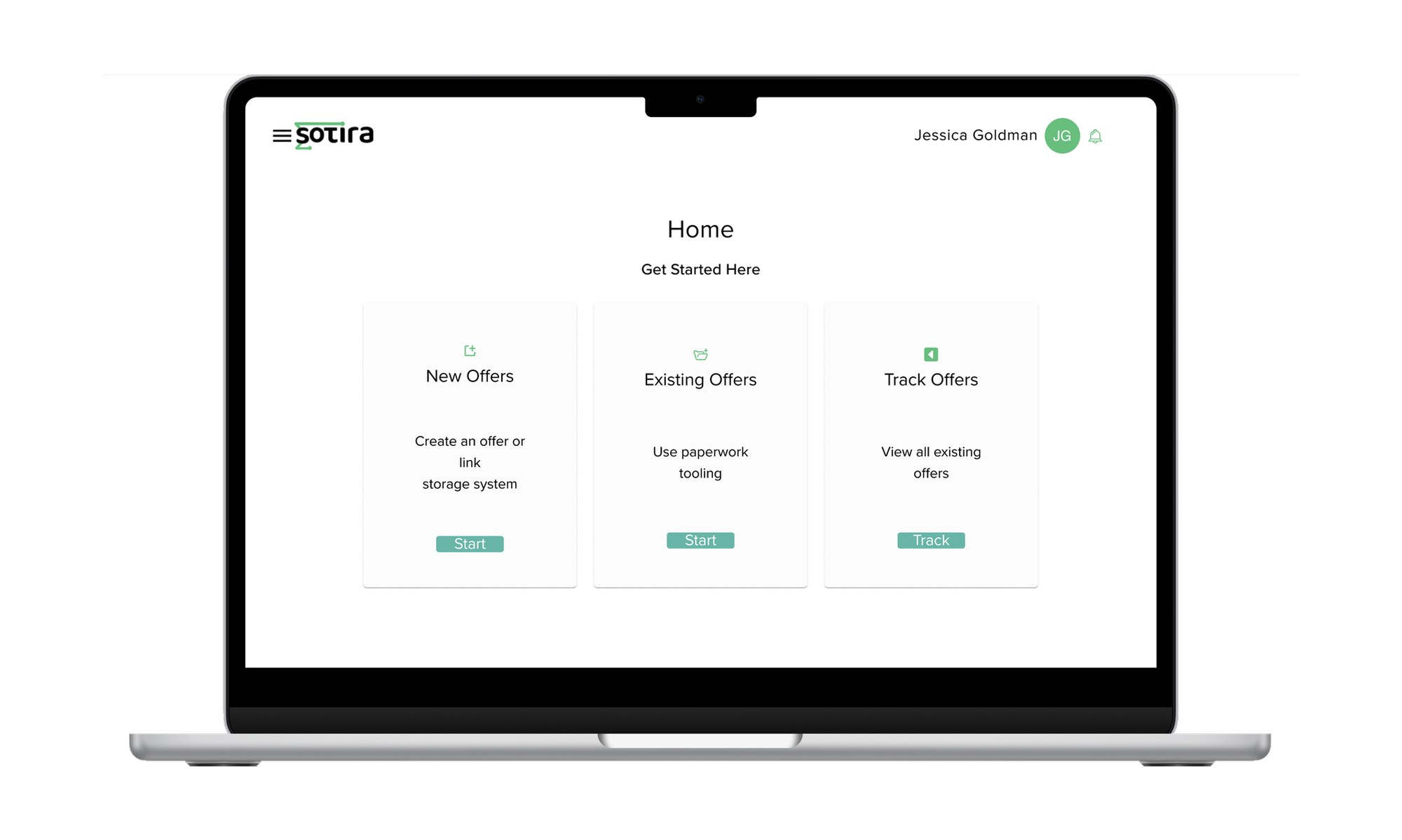 The original Sotira dashboard on a laptop