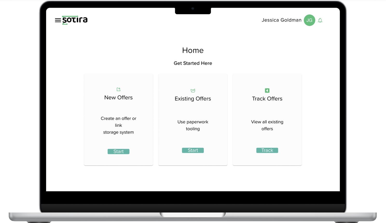 The original Sotira dashboard on a laptop